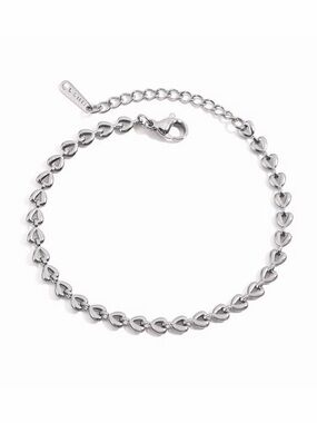 Silver-Tone Stainless Steel Heart Bracelet